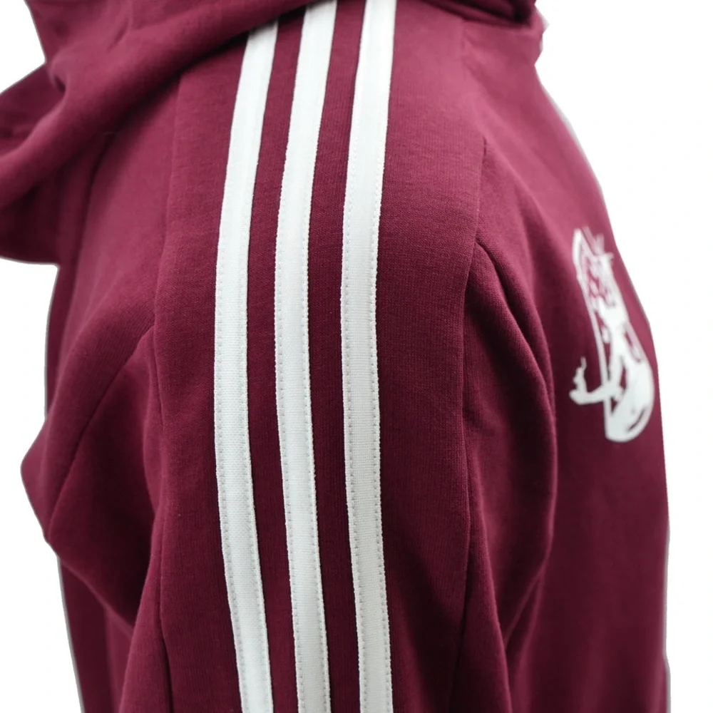 ADIDAS 3S FOOTBALL SOCCER FLEECE‎ HOODIE MAROON GOLD #3 NWT Size XL